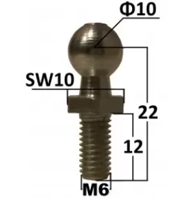 KULIČKOVÝ ČEP FI-10mm, ZÁVIT M6, závit 12mm